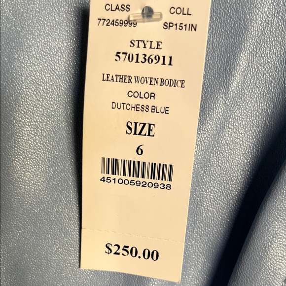 White House Black Market Leather Light Blue Sleeveless Top - Picture 4 of 5